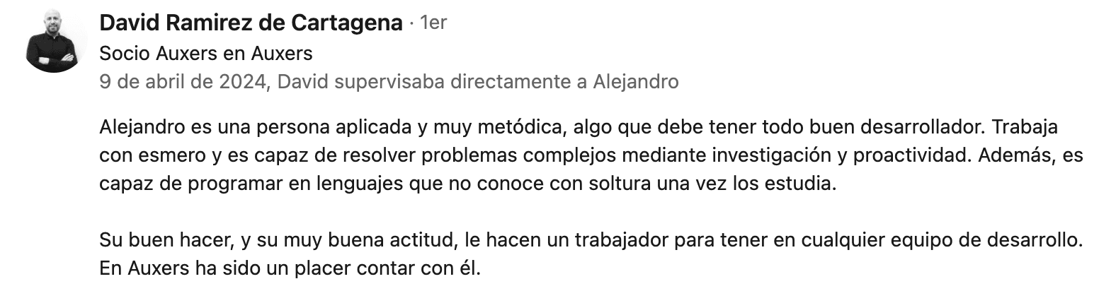 Recomendación de David Ramirez