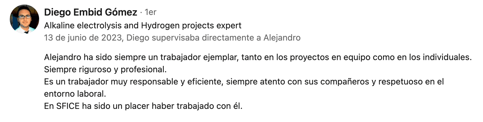 Recomendación de Diego Embid